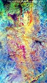 Pinturas rupestres y petroglifos Cueva del Clarillo. Tratada con Dstretch