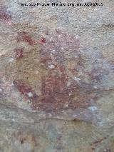Pinturas rupestres y petroglifos Cueva del Clarillo. Mano a la derecha de la pareja de manos