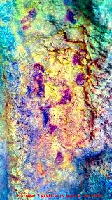 Pinturas rupestres y petroglifos Cueva del Clarillo. Tratada con Dstretch