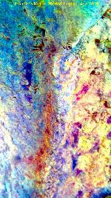 Pinturas rupestres y petroglifos Cueva del Clarillo. Tratada con Dstretch